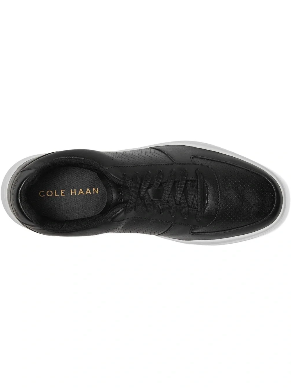 Cole Haan Men's Black Leather Low-Top Sneakers with White Sole